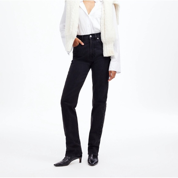Madewell The '90s Straight Jean Black Denim Jeans - Picture 5 of 14